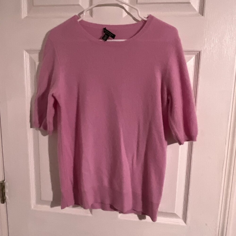 Saks Fifth Avenue Pink Cashmere‎ Short-Sleeve Womens Sweater Size M